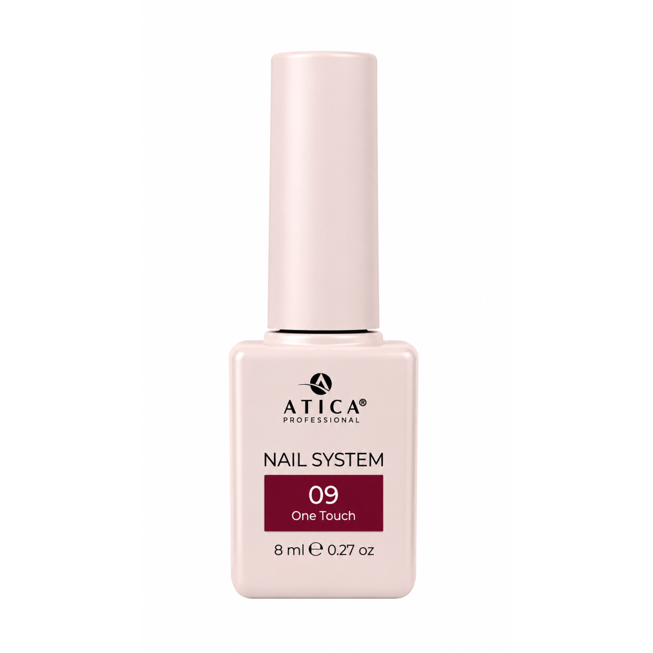 ATICA One Touch 09 – tamsiai raudonas gelinis lakas, 8 ml