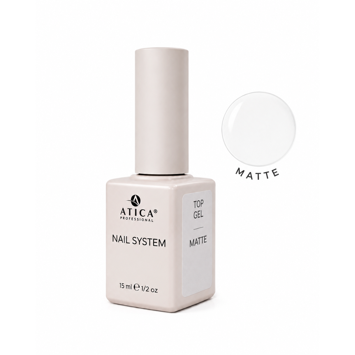 Atica Matte Top Coat NC (TPO Free) – matinis viršutinis sluoksnis be lipnumo, 15 ml