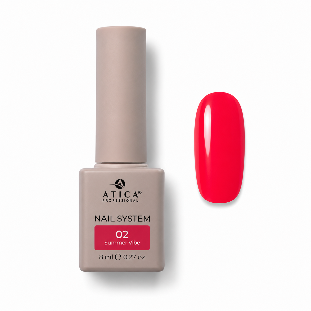 Atica Nail System Nr. 02 „Summer Vibe“ – gelinis lakas, 8 ml Atica Nail System Nr. 02 „Summer Vibe“ – gelinis lakas, 8 ml