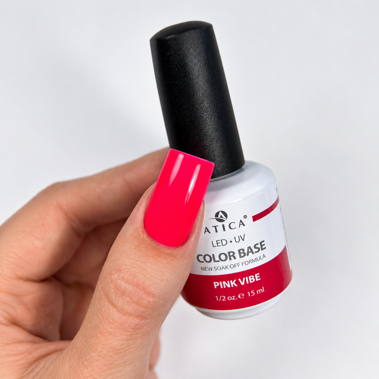 ATICA Pink Vibe spalvota bazė 2-in-1, ryškiai rožinė, 15 ml 3