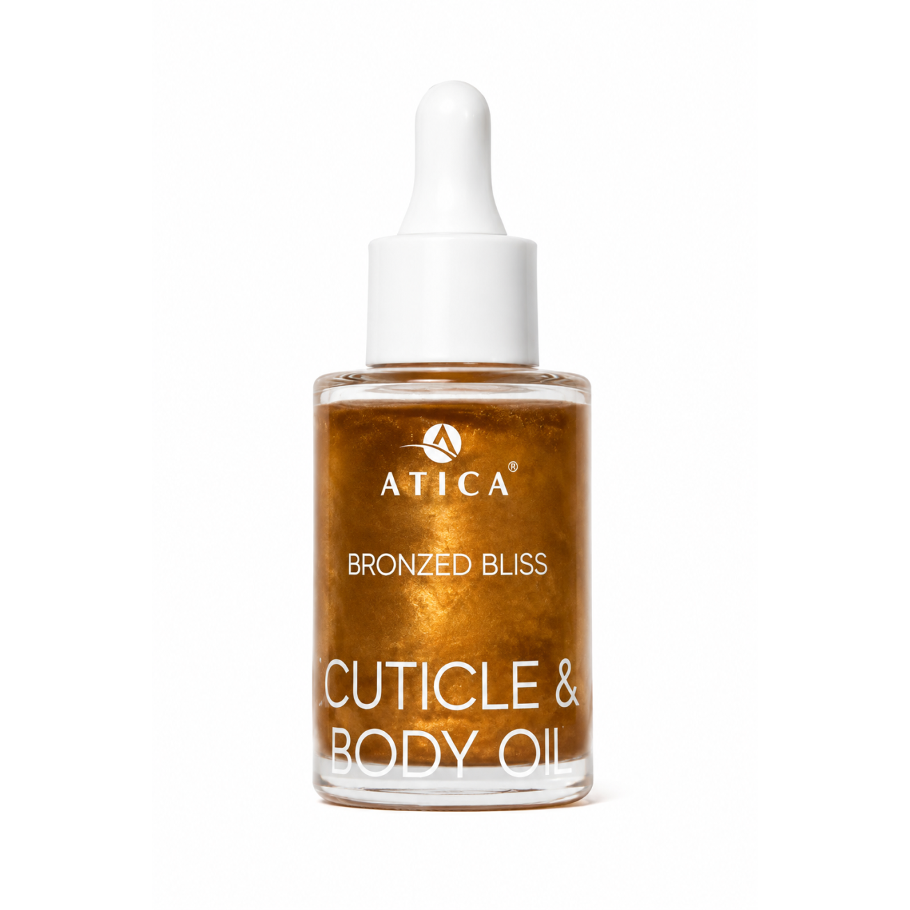 Atica BRONZED BLISS Cuticle & Body Oil – aliejus odelėms ir kūnui, 30ml