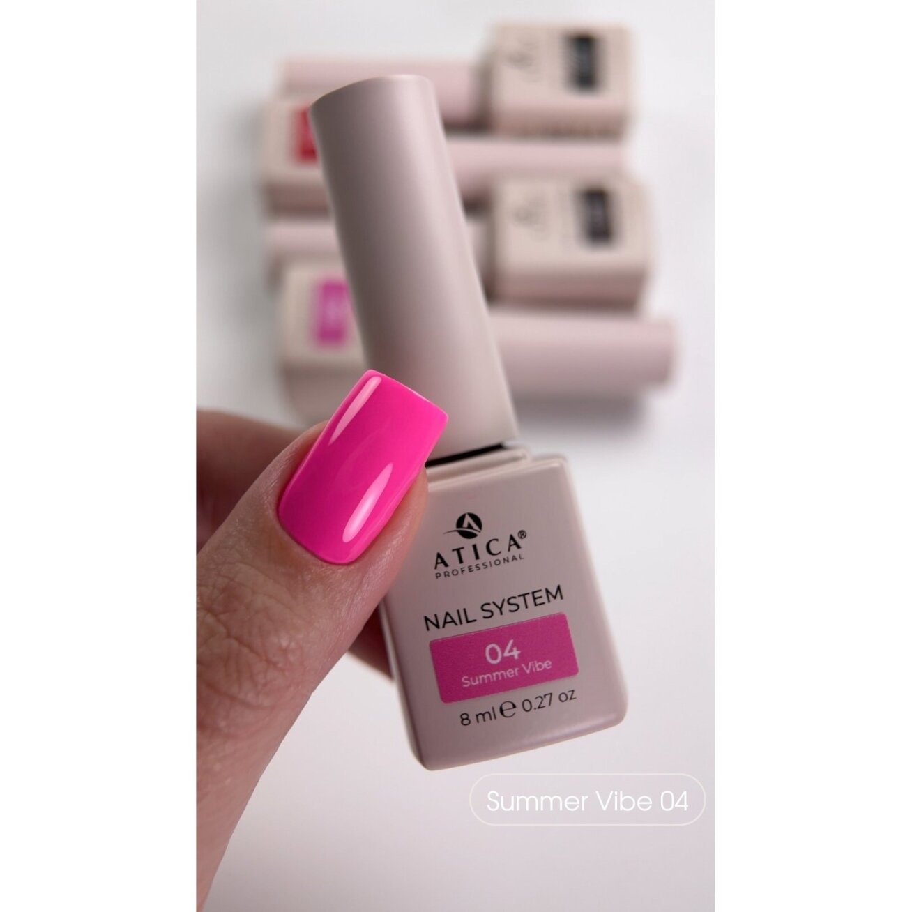 Atica Nail System Nr. 04 „Summer Vibe“ – gelinis lakas, 8 ml Atica Nail System Nr. 04 „Summer Vibe“ – gelinis lakas, 8 ml