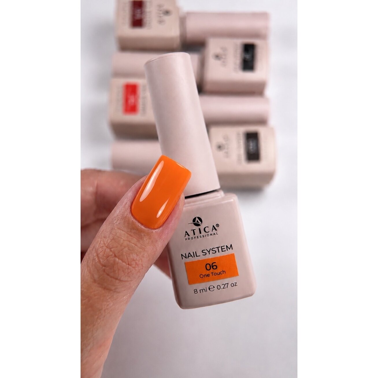 ATICA One Touch 06 – ryškiai oranžinis gelinis lakas, 8 ml 1
