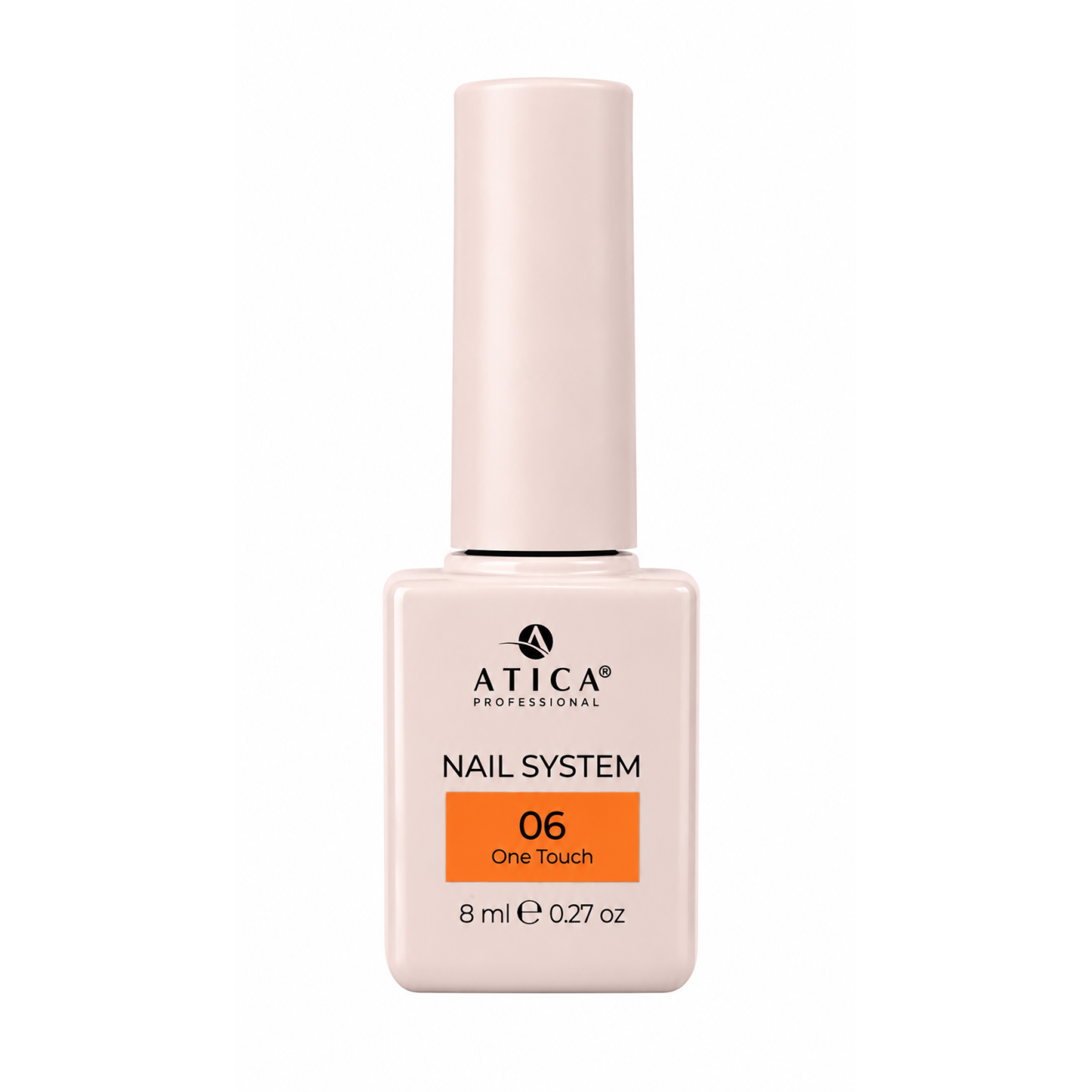 ATICA One Touch 06 – ryškiai oranžinis gelinis lakas, 8 ml ATICA One Touch 06 – ryškiai oranžinis gelinis lakas, 8 ml