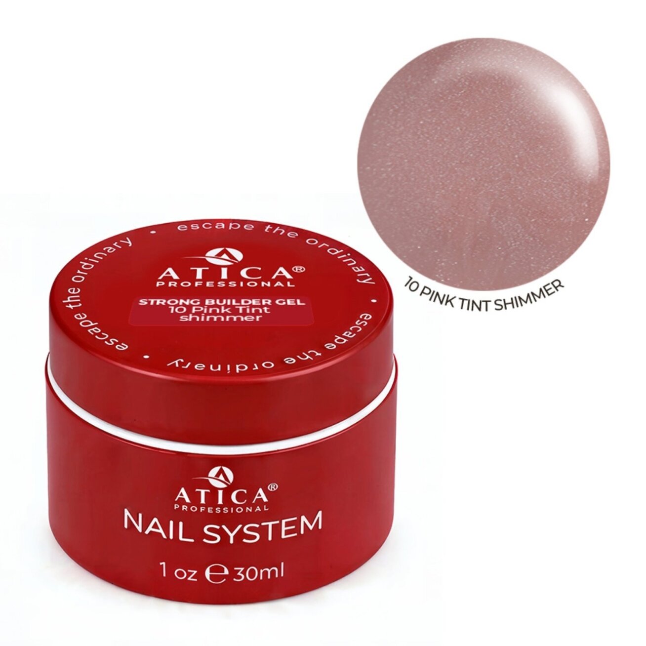 Atica Pink Tint Shimmer, 30ml - blizgus savaime išsilyginantis gelis