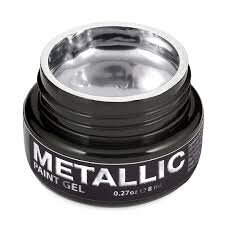 Atica Metallic Paint Gel – sidabriniai metaliniai geliniai dažai nagų dailei, 8 ml