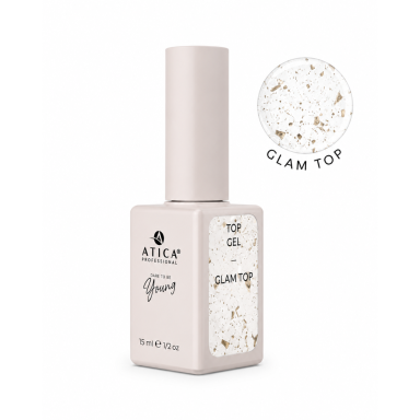 Atica Glam Top Coat NC (TPO Free) – blizgantis viršutinis sluoksnis be lipnumo, 15 ml