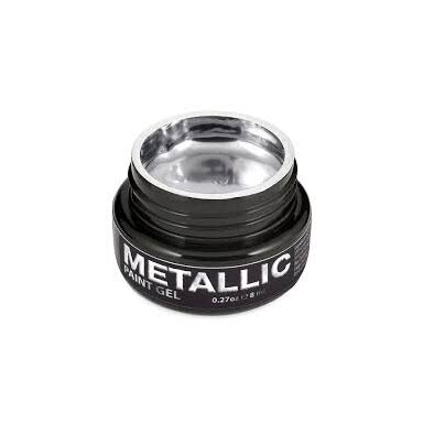 Atica Metallic Paint Gel – sidabriniai metaliniai geliniai dažai nagų dailei, 8 ml