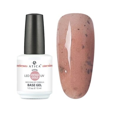 ATICA  Rubber Base Vintage Gold Potal, 15ml (elastinga kaučiukinė bazė)