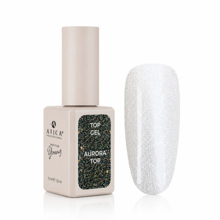 Atica Aurora Top Coat NC – blizgantis viršutinis sluoksnis be lipnumo, 15 ml Atica Aurora Top Coat NC – blizgantis viršutinis sluoksnis be lipnumo, 15 ml