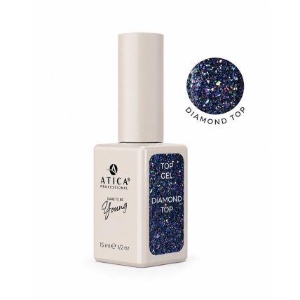 Atica DiamondTop Coat NC – blizgantis viršutinis sluoksnis be lipnumo, 15 ml Atica DiamondTop Coat NC – blizgantis viršutinis sluoksnis be lipnumo, 15 ml