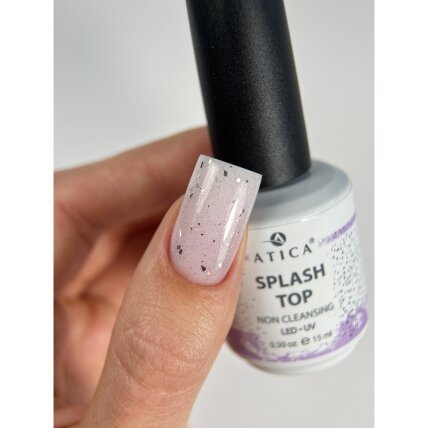 Atica Splash Top Coat NC – blizgantis viršutinis sluoksnis be lipnumo, 15 ml 1
