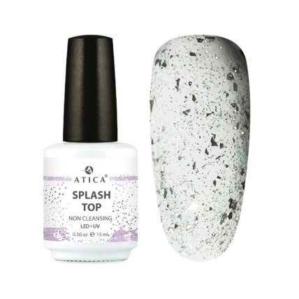 Atica Splash Top Coat NC – blizgantis viršutinis sluoksnis be lipnumo, 15 ml Atica Splash Top Coat NC – blizgantis viršutinis sluoksnis be lipnumo, 15 ml