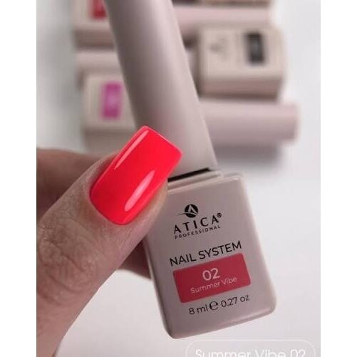 Atica Nail System Nr. 02 „Summer Vibe“ – gelinis lakas, 8 ml 1 Atica Nail System Nr. 02 „Summer Vibe“ – gelinis lakas, 8 ml 1