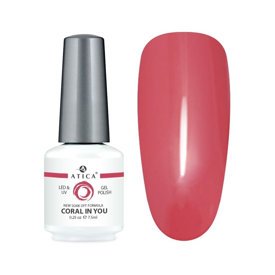 Atica gelinis lakas CORAL IN YOU, 7,5 ml Atica gelinis lakas CORAL IN YOU, 7,5 ml