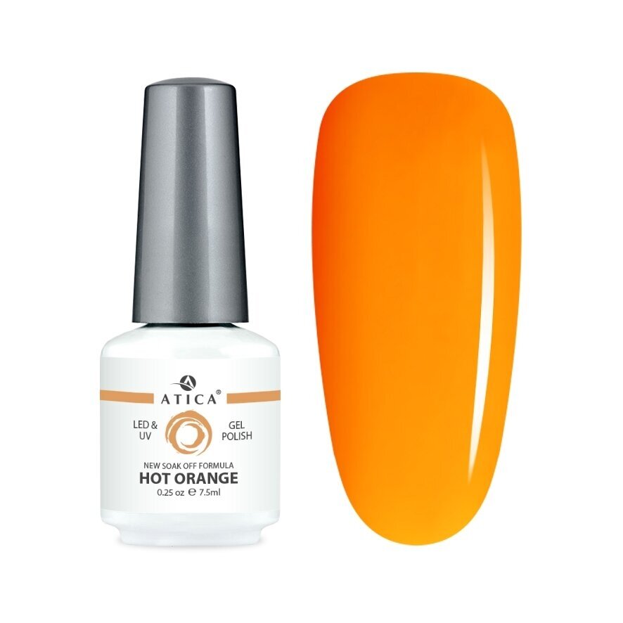 Atica gelinis lakas HOT ORANGE, 7,5 ml Atica gelinis lakas HOT ORANGE, 7,5 ml