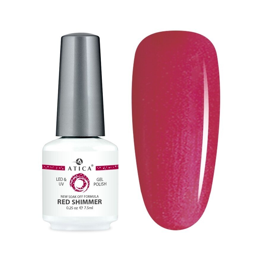 Atica gelinis lakas RED SHIMMER, 7,5 ml Atica gelinis lakas RED SHIMMER, 7,5 ml