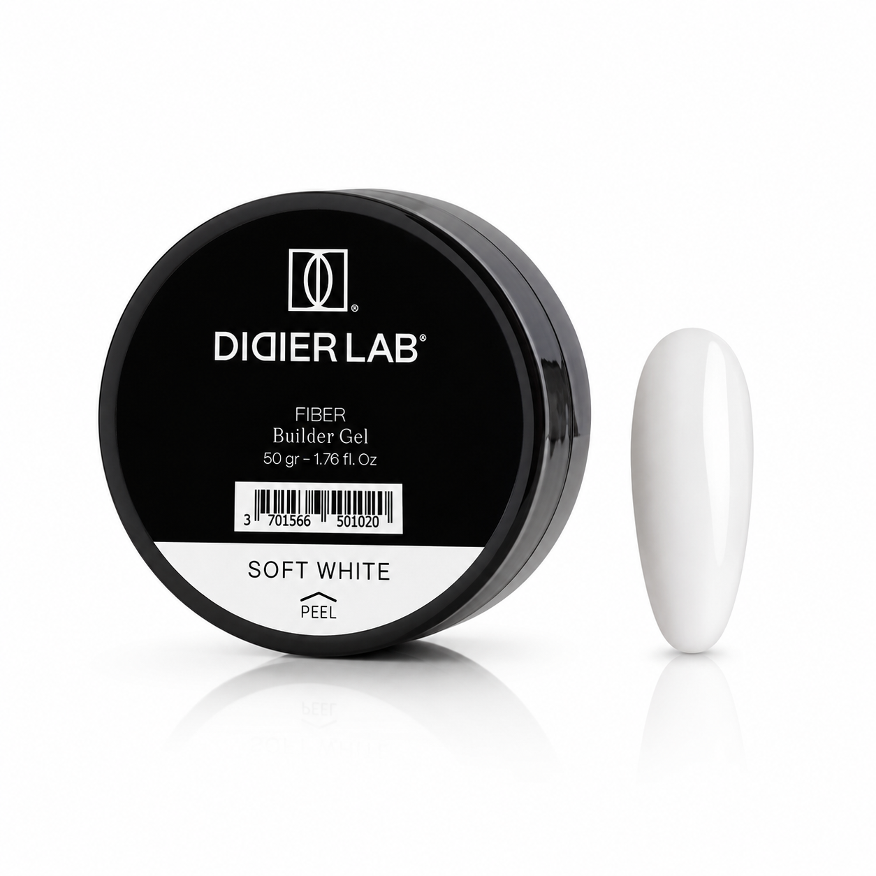 DIDIER statybinis nagų gelis su stiklo pluoštu, Lab Fiber Builder Gel Soft White, 50 g DIDIER statybinis nagų gelis su stiklo pluoštu, Lab Fiber Builder Gel Soft White, 50 g