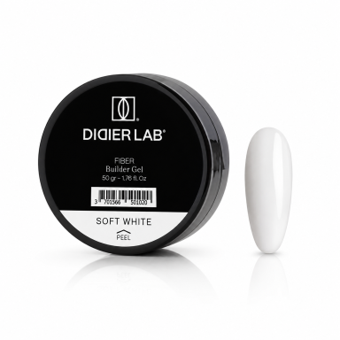 DIDIER statybinis nagų gelis su stiklo pluoštu, Lab Fiber Builder Gel Soft White, 50 g