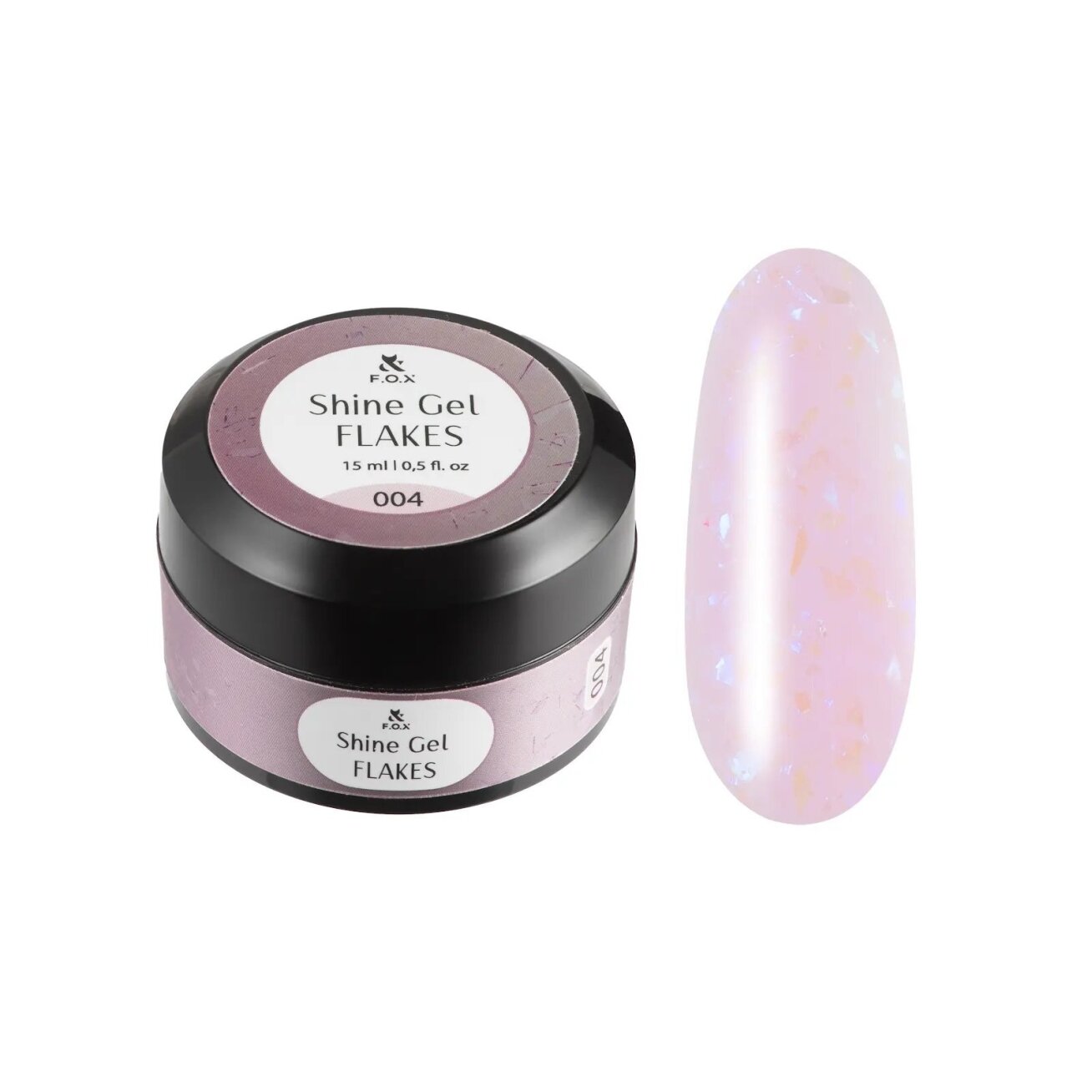 F.O.X Shine Gel Flakes Nr.004 stiprinantis gelis su folija, 15 ml F.O.X Shine Gel Flakes Nr.004 stiprinantis gelis su folija, 15 ml