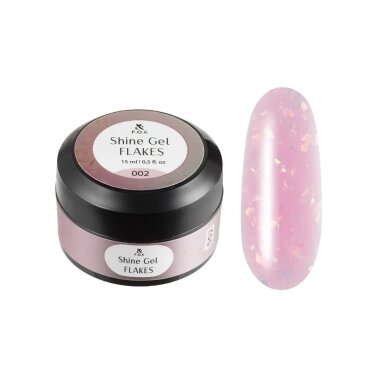 F.O.X Shine Gel Flakes Nr.002 stiprinantis gelis su folija, 15 ml