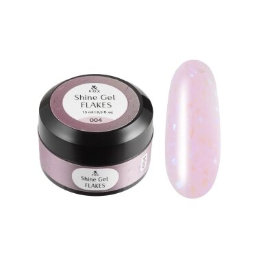 F.O.X Shine Gel Flakes Nr.004 stiprinantis gelis su folija, 15 ml