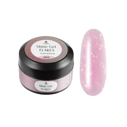 F.O.X Shine Gel Flakes Nr.002 stiprinantis gelis su folija, 15 ml F.O.X Shine Gel Flakes Nr.002 stiprinantis gelis su folija, 15 ml