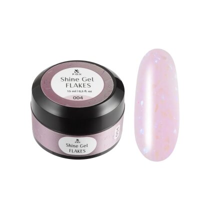 F.O.X Shine Gel Flakes Nr.004 stiprinantis gelis su folija, 15 ml