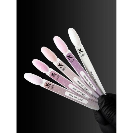 F.O.X Shine Gel Flakes Nr.004 stiprinantis gelis su folija, 15 ml 1