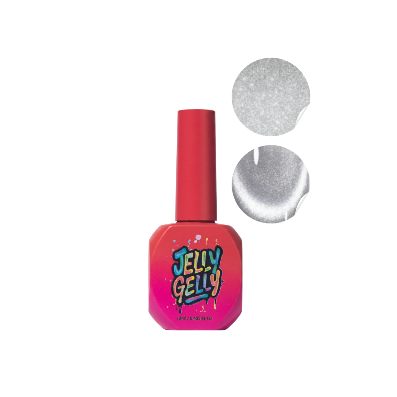 Jelly Gelly Top Coat Silver Glaze (Cat Eye), 12ml Be HEMA/TPO - magnetinis sidabrinis viršutinis sluoksnis