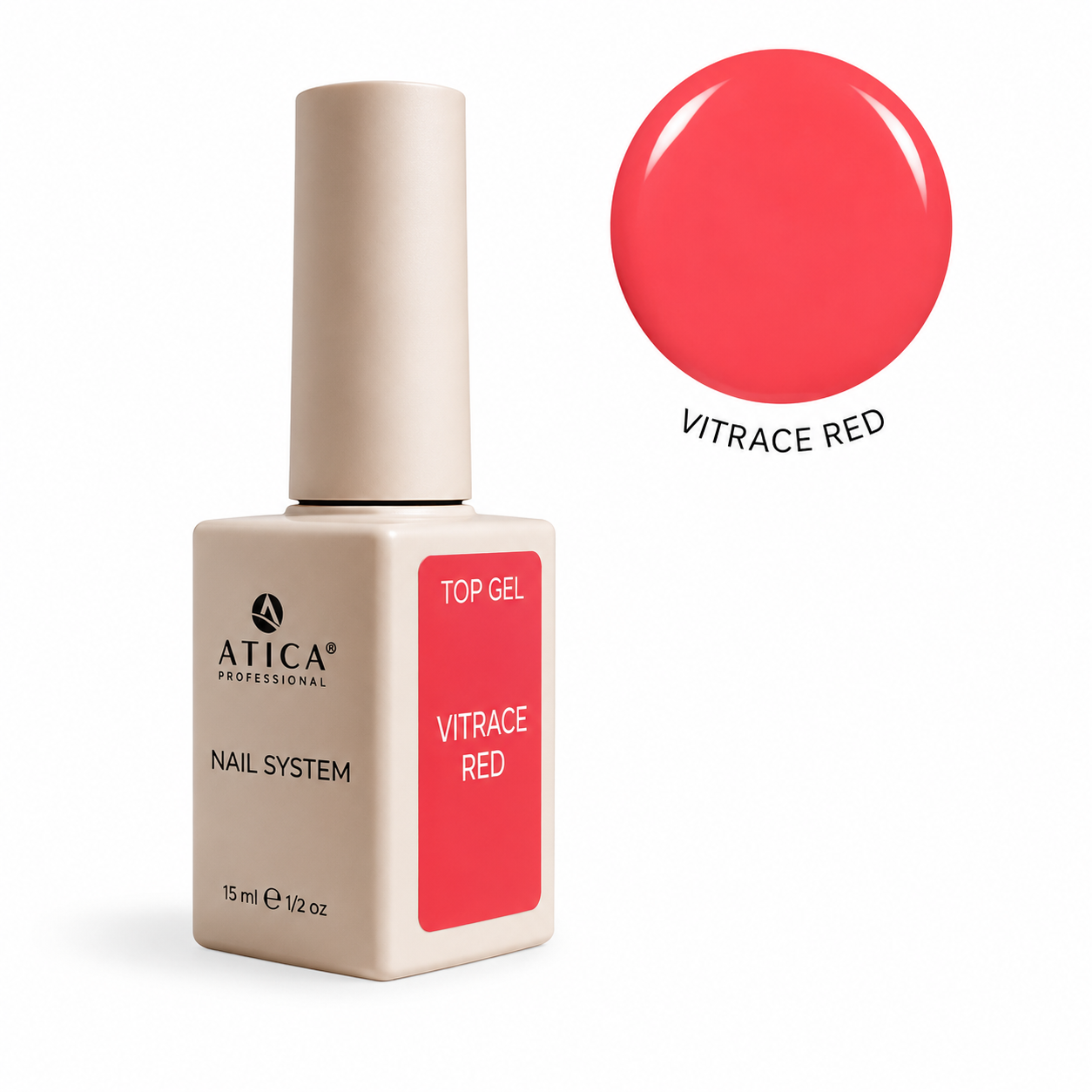 Viršutinis gelinio lakavimo sluoksnis Top Vintage Red Coat, 15 ml